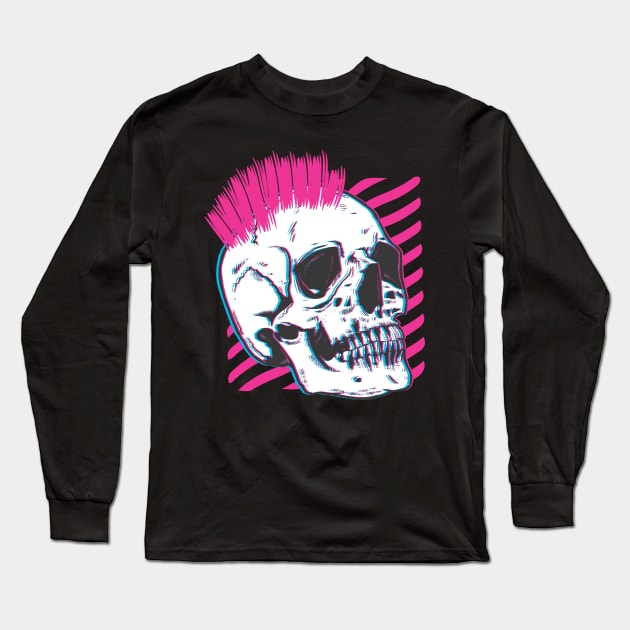 Punk Skull Long Sleeve T-Shirt by LR_Collections